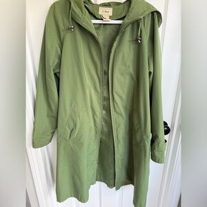 L.L. Bean Olive Green Hooded Trench Coat